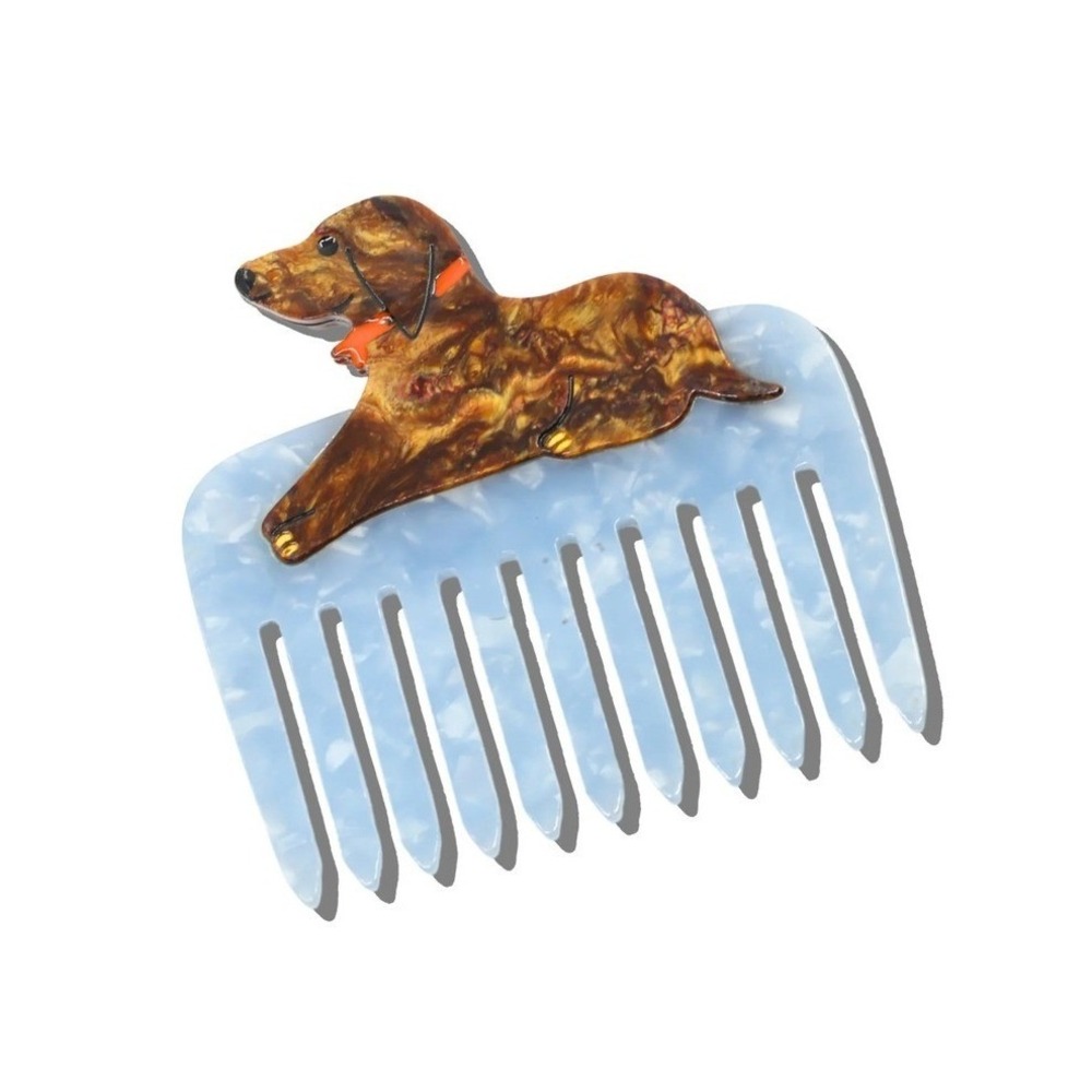 NWT Solar Eclipse Hand-Painted Dachshund Comb